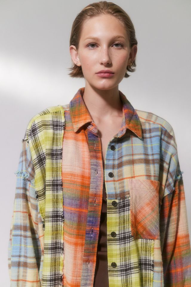 BDG Robbie Spliced Flannel Button-Down Shirt #3