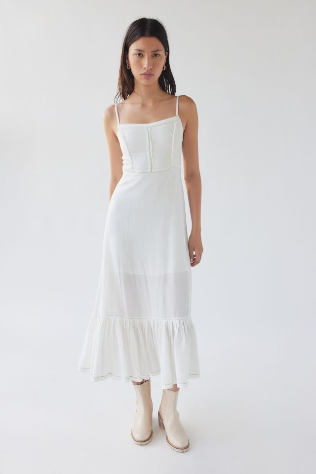 UO Bradley Linen Midi Dress Urban Outfitters