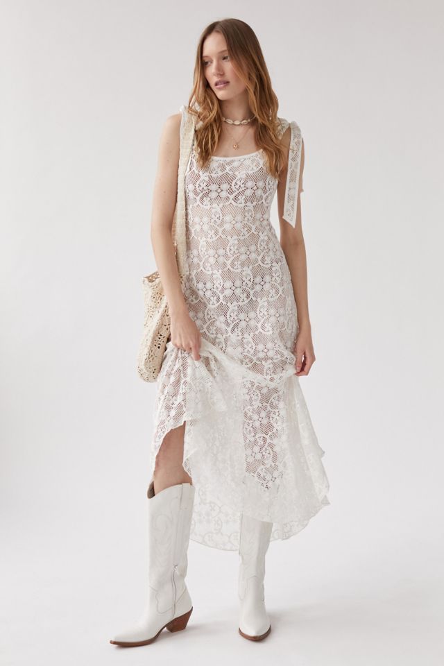 Motel Detrie Sheer Lace Midi Dress