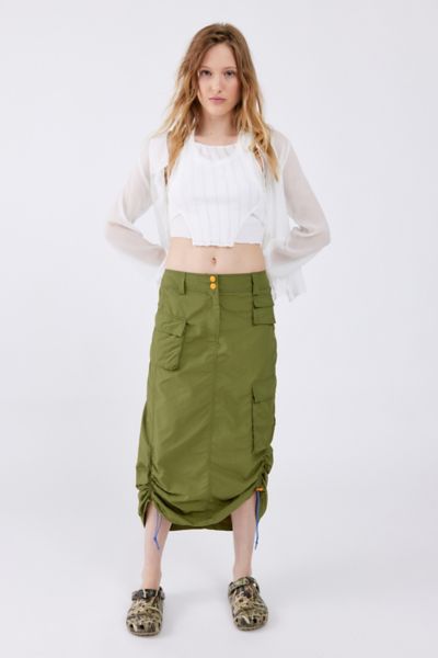 BDG Romi Nylon Cargo Midi Skirt