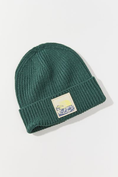 The North Face Tnf Logo Box Cuffed Beanie In Emerald Green