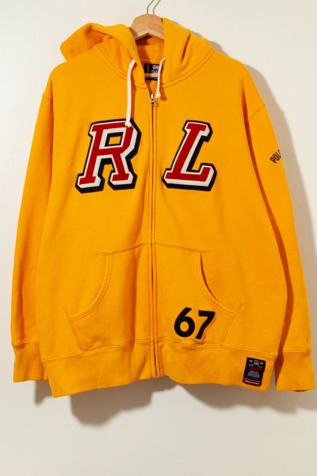 Y2K Polo Ralph Lauren Yellow Hoodie Zipper Sweatshirt | Urban Outfitters