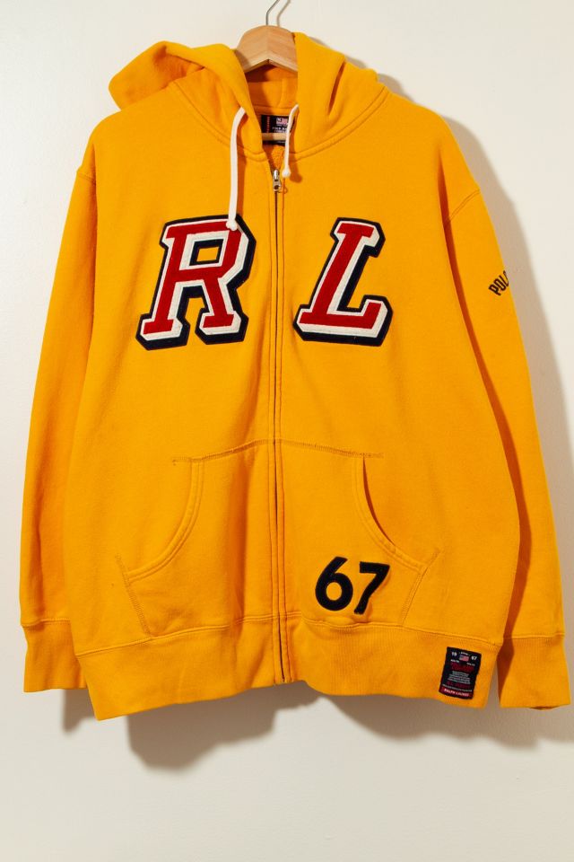 Y2K Polo Ralph Lauren Yellow Hoodie Zipper Sweatshirt