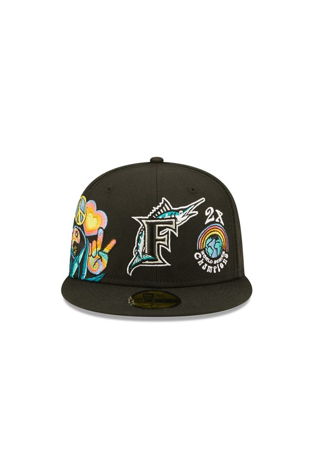 New Era 59Fifty MLB Florida Marlins Comic Cloud Fitted Hat Black