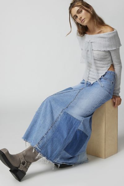 Urban Renewal Remade Pieced Denim Maxi Skirt | Urban Outfitters