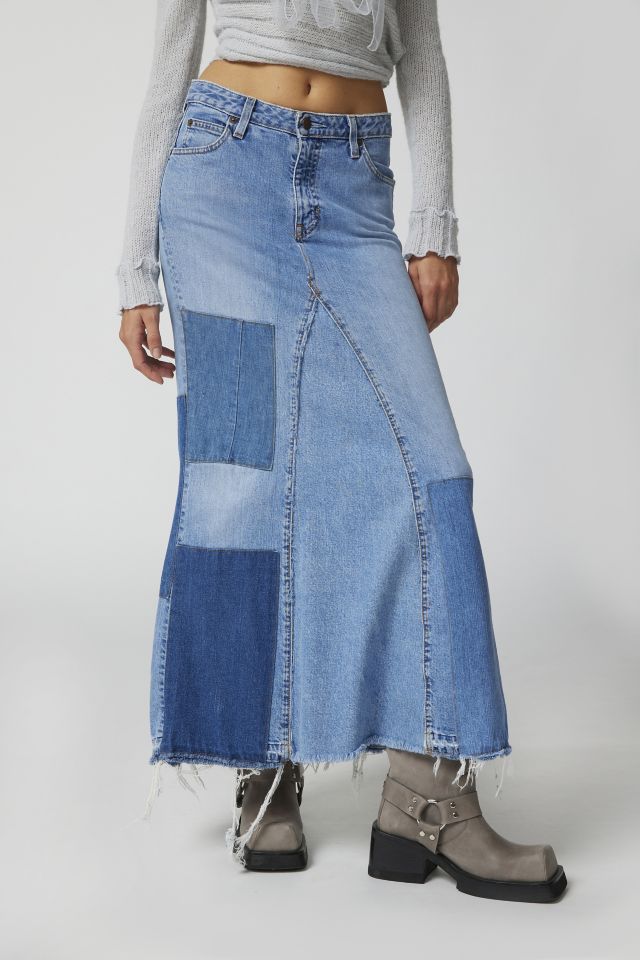 Urban Renewal Remade Pieced Denim Maxi Skirt #1