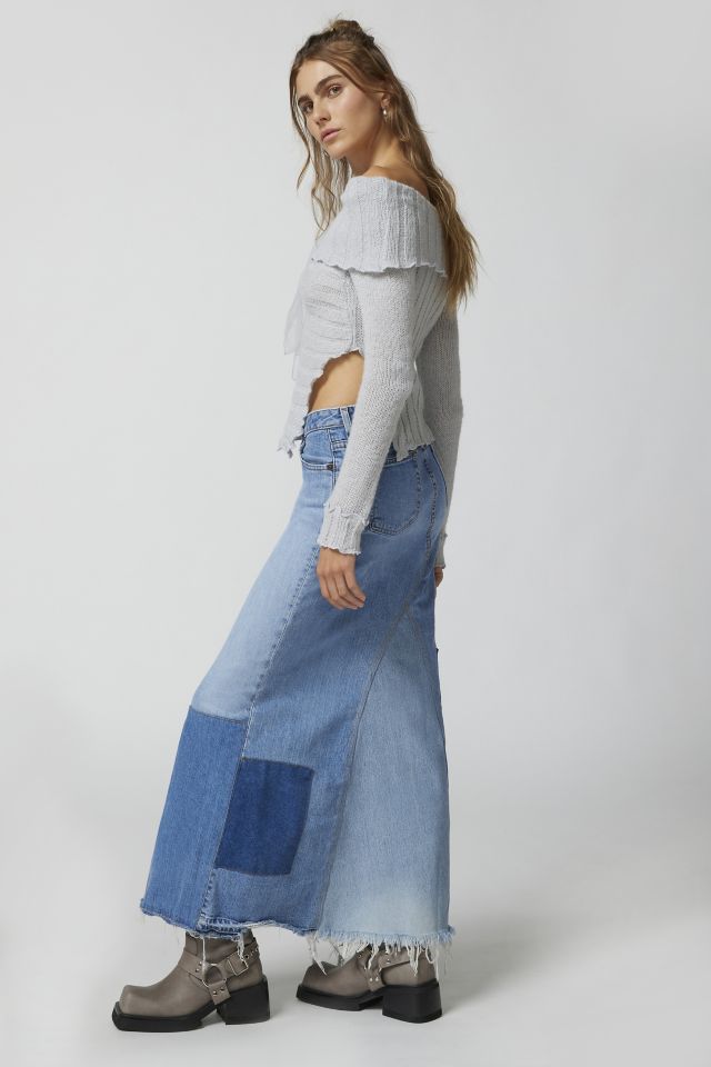 Urban Renewal Remade Pieced Denim Maxi Skirt #2