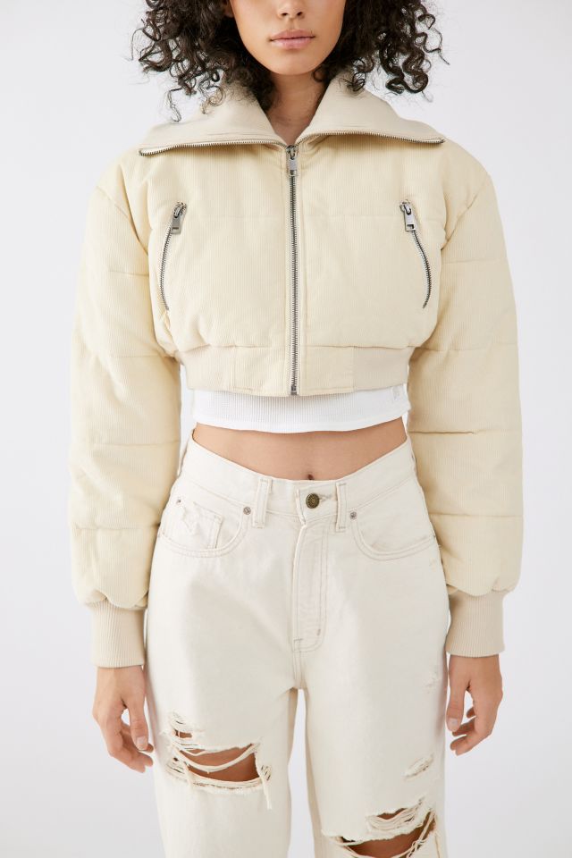 I Get It Done Ultra Cropped Puffer - Beige