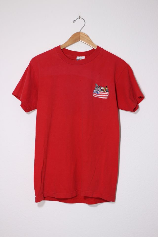 Vintage Looney Tunes 96 American Flag Embroidered T Shirt | Urban ...