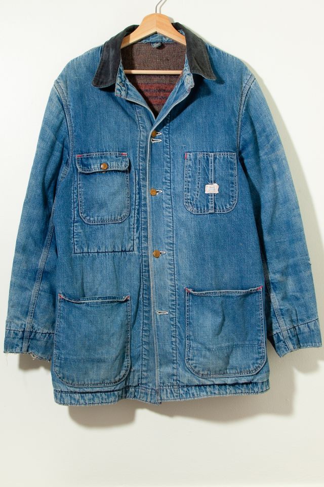 1970s Sears Denim Distressed Work Jacket Blanket Lined