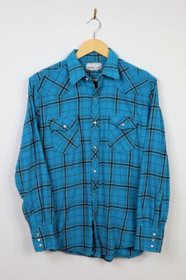 Vintage Wrangler Flannel Snap Button-Down Shirt | Urban Outfitters