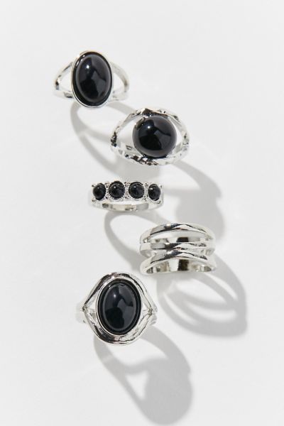 Urban Outfitters Angie Classic Ring Set In Black