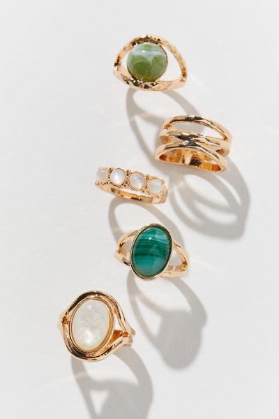 Urban Outfitters Angie Ring Set In Green
