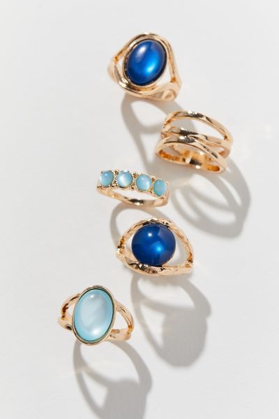 Urban Outfitters Angie Ring Set In Blue Multi