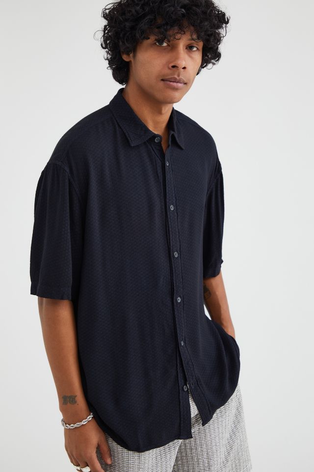 UO Solid Drape Button-Down Shirt