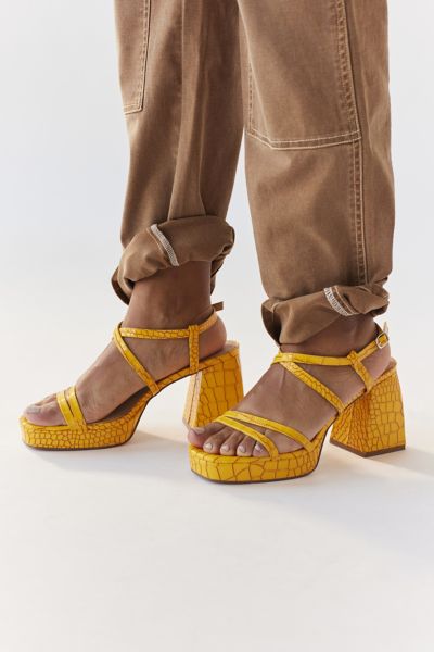 Urban Outfitters Uo Olive Strappy Heel In Yellow