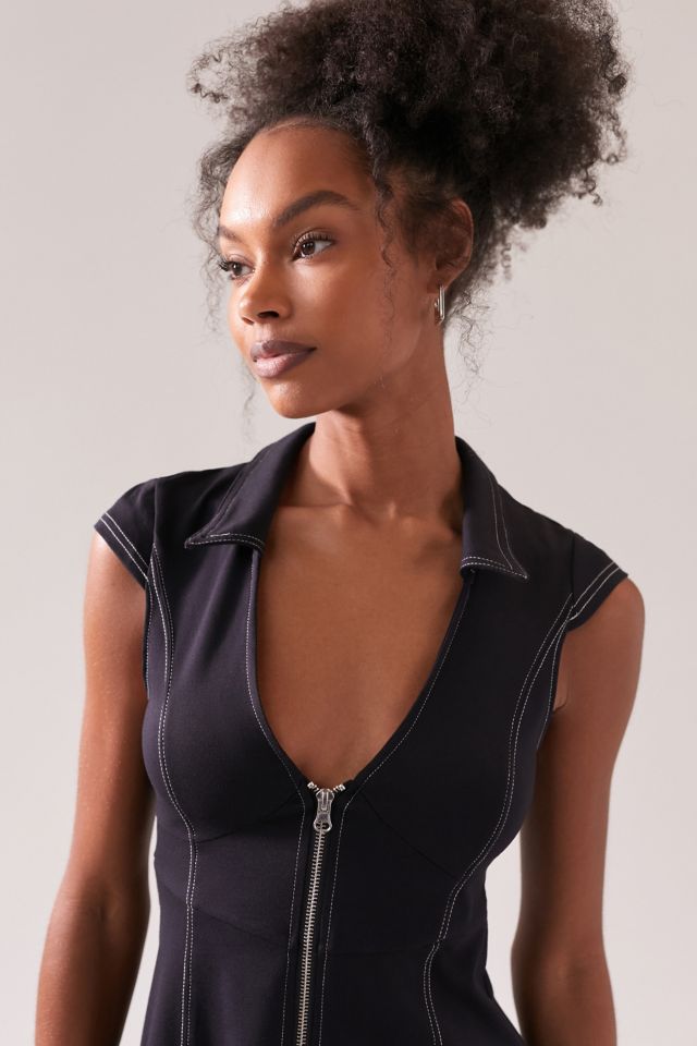 UO Amal Zip-Front Mini Dress #3