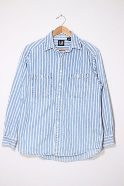 Vintage 90s Gap Railroad Stripe Denim Shirt Made in Hong Kong | Urban  Outfitters