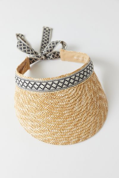 Gigi Pip Wheat Straw Visor In Neutral