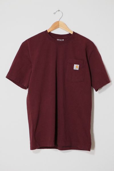 Carhartt Work In Progress Logo Pocket T-shirt In Washed Red