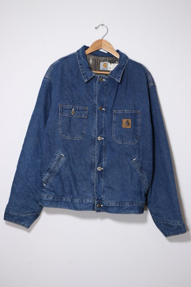 Carhartt jean jacket outlet sherpa lined