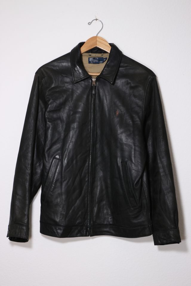 Vintage Polo Ralph Lauren Soft Leather Harrington Bomber Jacket | Urban  Outfitters