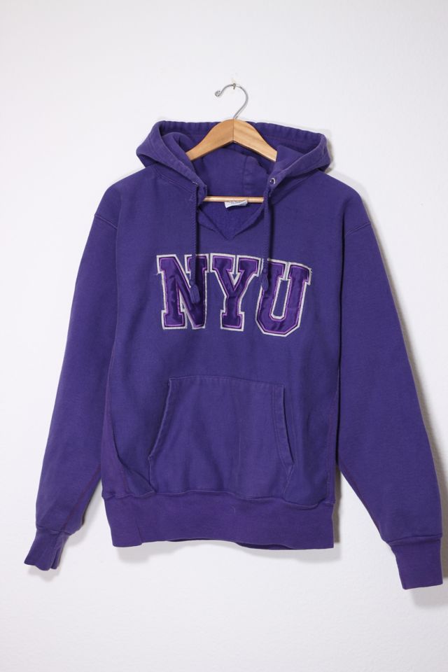 Vintage NYU Heavyweight Applique Hoodie Sweatshirt Made in USA Urban Outfitters