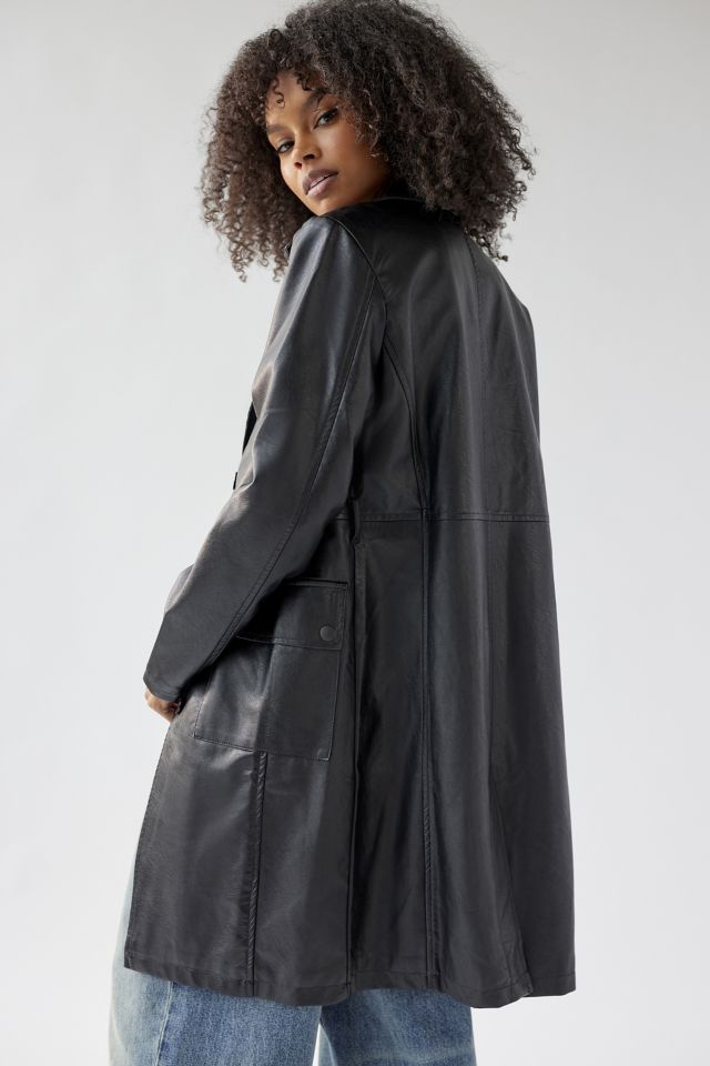 UO Lara Faux Leather Overcoat #1