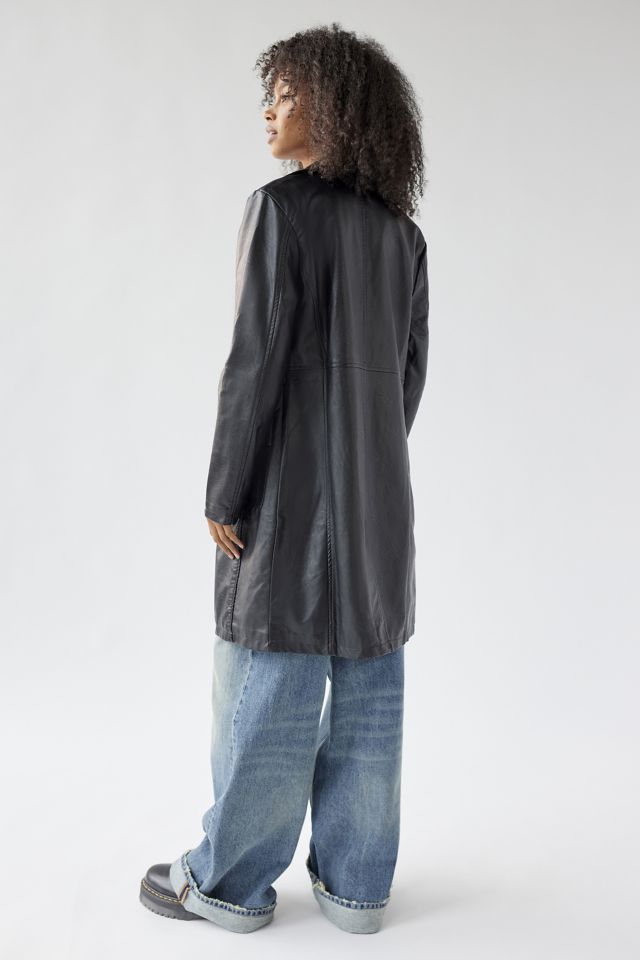 UO Lara Faux Leather Overcoat #4