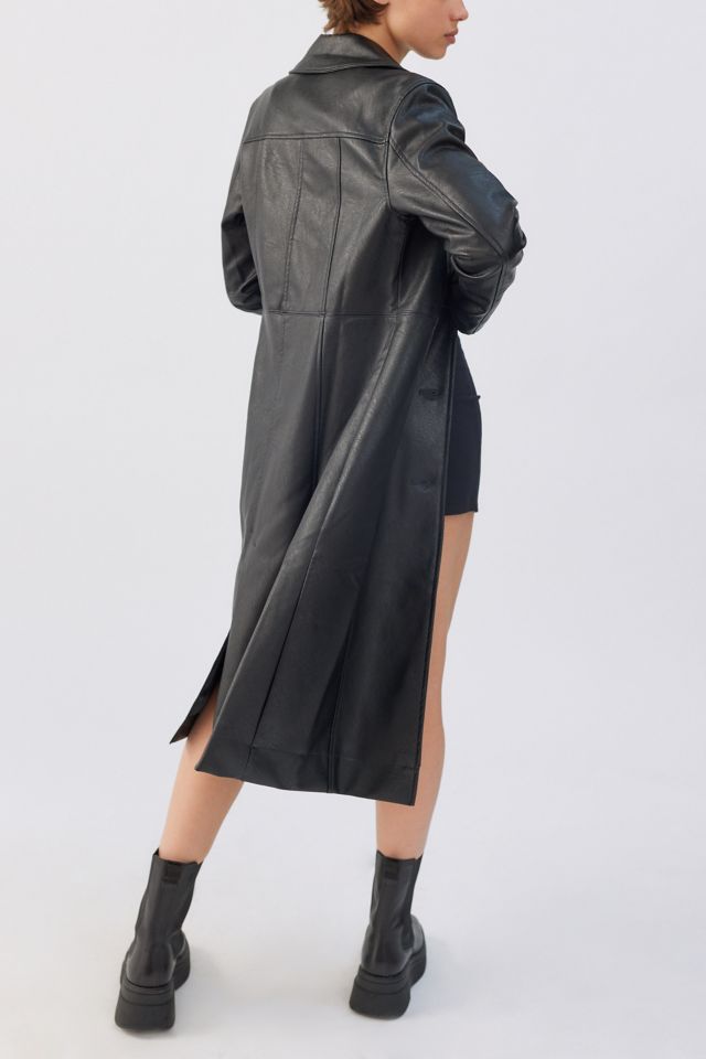 UO Lara Faux Leather Overcoat #5