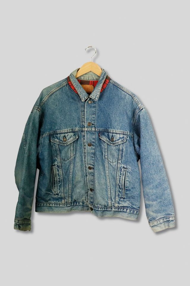 Levis checkered 2024 denim jacket