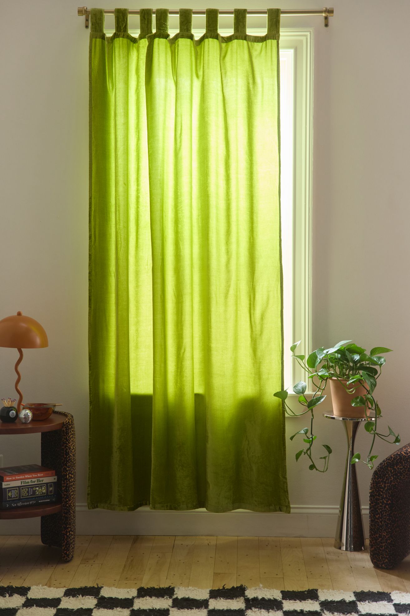 Beau Velvet Window Panel - Dark Citron, 52X84