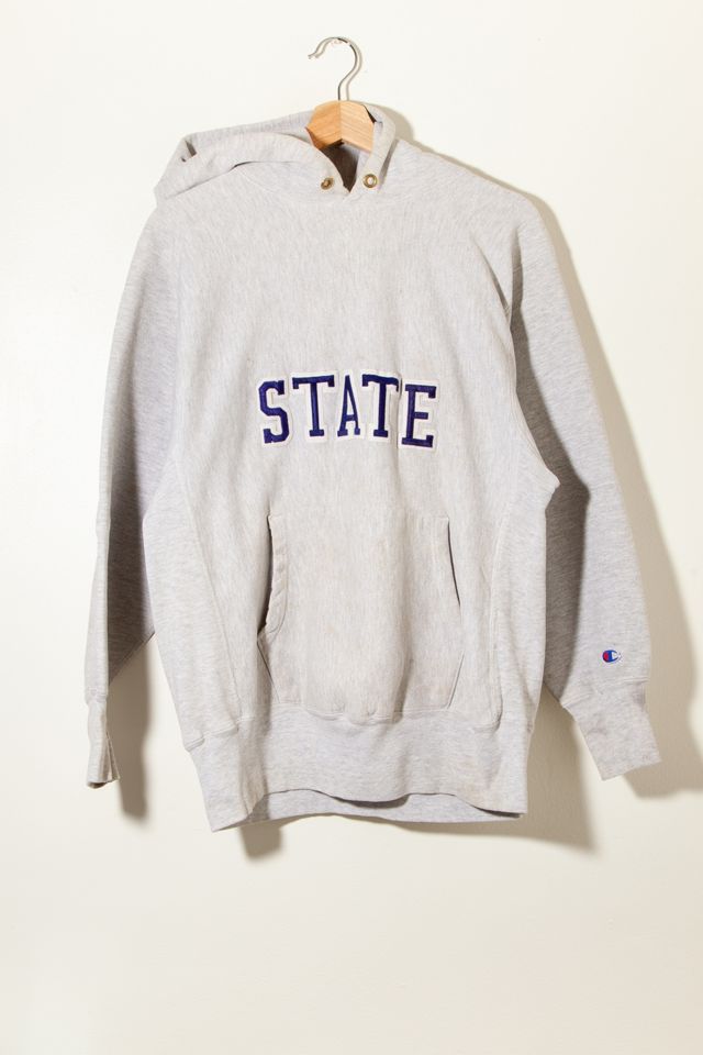 90s Vintage State Champion Reverse Weave Hoodie Pull Over Sweatshirt Made  in USA