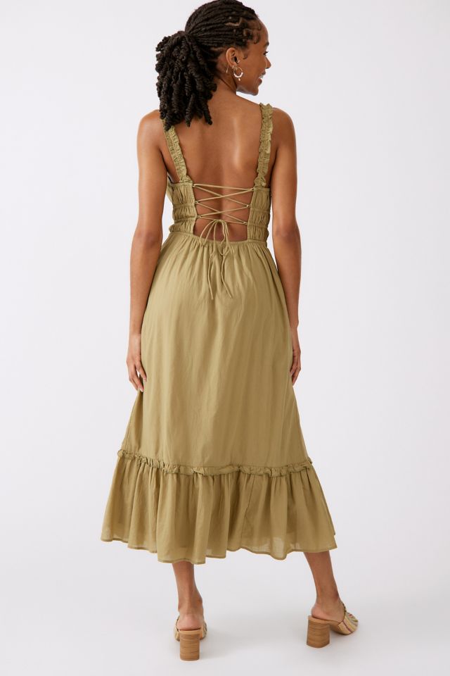 UO Sierra Lace-Up Midi Dress #1