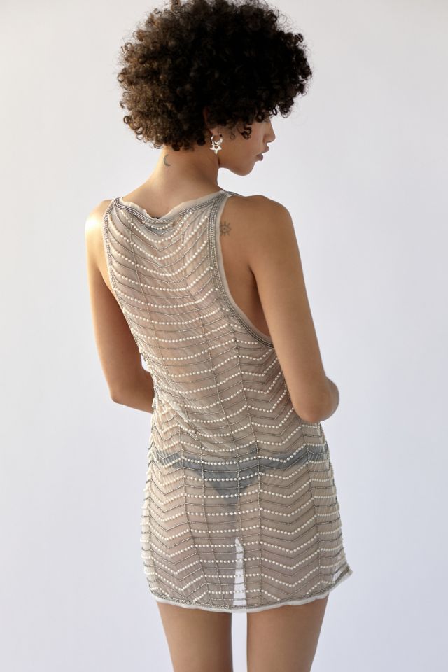 UO Twiggy Sheer Embellished Mini Dress #2