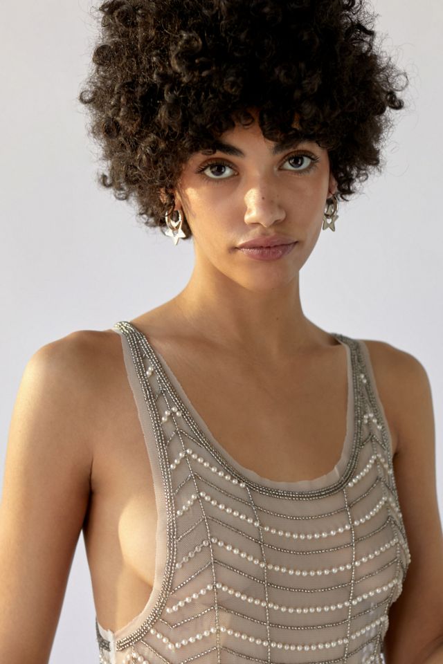 UO Twiggy Sheer Embellished Mini Dress #4