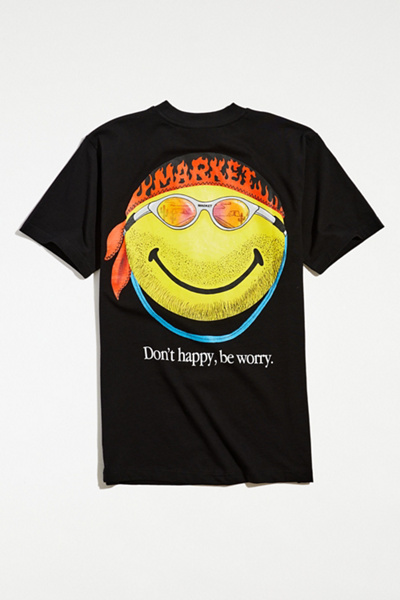 Market Market x Smiley Peek-a-boo Pocket T-Shirt - Jet Black cotton tee with hidden smile pocket