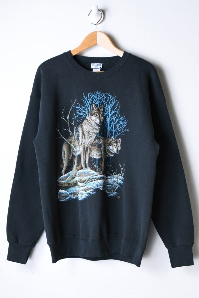 Vintage 90s Two Wolves at Night Sweatshirt | Urban Outfitters