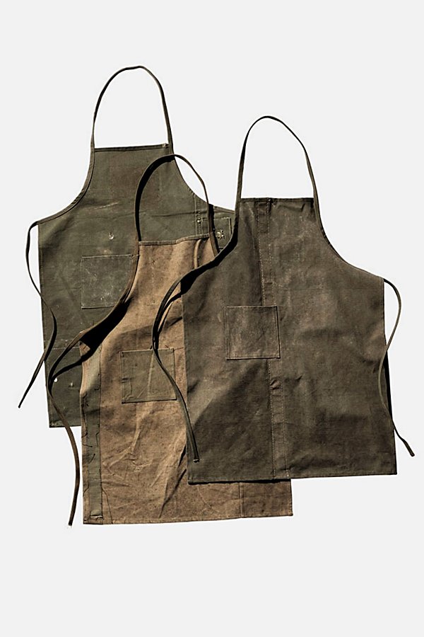 Puebco Recycled Vintage Tent Fabric Apron In Olive