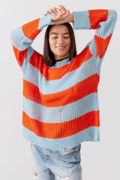 Urban Outfitters Uo Alston Distressed Pullover Sweater In Orange