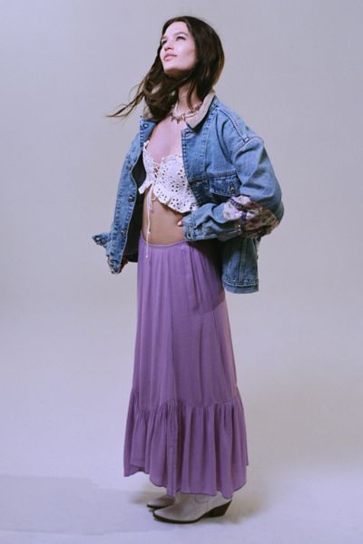 어반 아웃피터스 스커트 Urban Outfitters UO Do You Dance Crinkle Maxi Skirt,Lavender