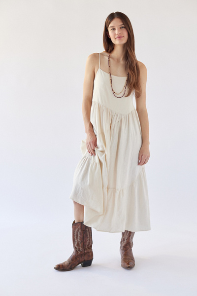 Urban Renewal Eco Linen Seamed Midi Dress In Cream | ModeSens