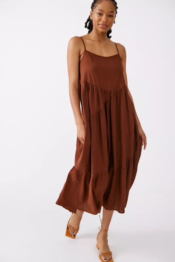 Urban Renewal Eco Linen Seamed Midi Dress