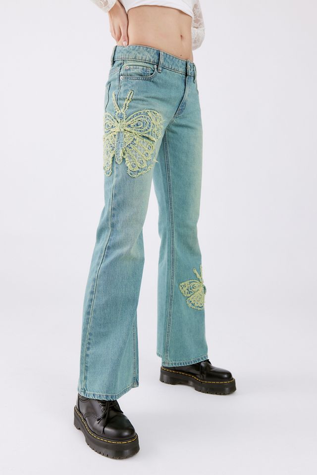 urbanoutfitters.com | BDG Low-Rise Flare Jean — Butterfly Applique