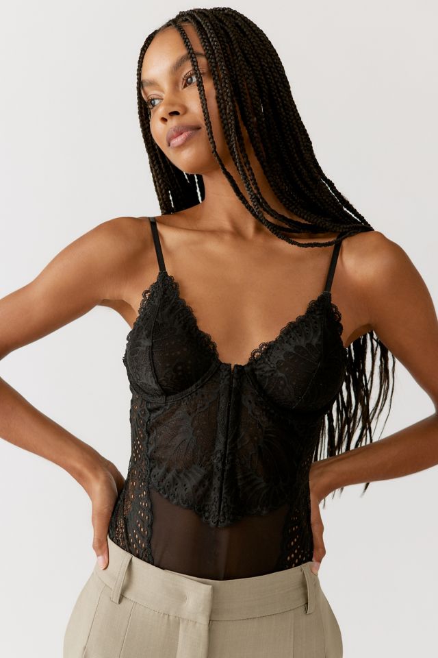 Black Lace Bodysuit Going Out Top –