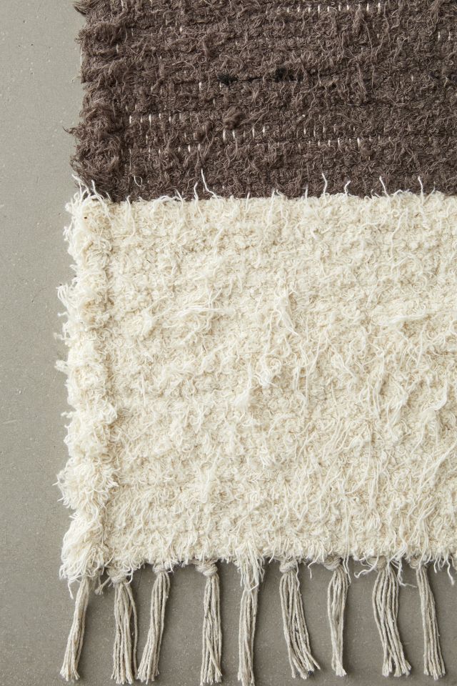 Colorblock Woven Shag Rag Rug #3