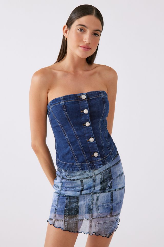 BDG Urban Outfitters Strapless Denim Corset Top