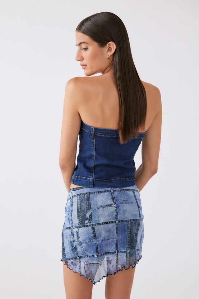 UO Caley Denim Corset Top #1