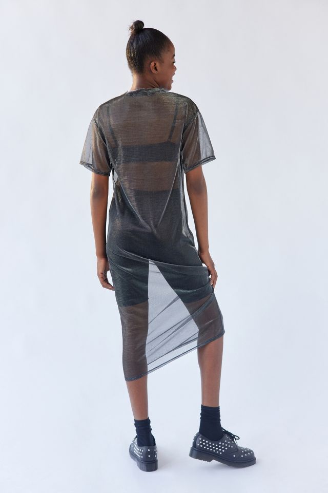 UO Caleb Sheer Shimmer Midi Dress #4