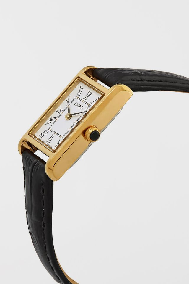 Seiko Quartz White Dial Black Leather Ladies Watch SWR054 #1